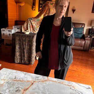 Black Cotton Blend Lightweight Cardigan